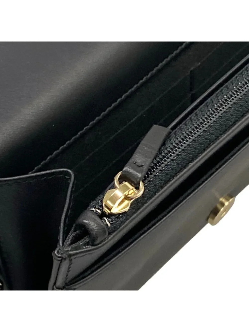 Chanel Wallet Quilted Black Chain Leather Shoulder Bag